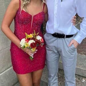 Sherri Hill 55684 Wine color dress.